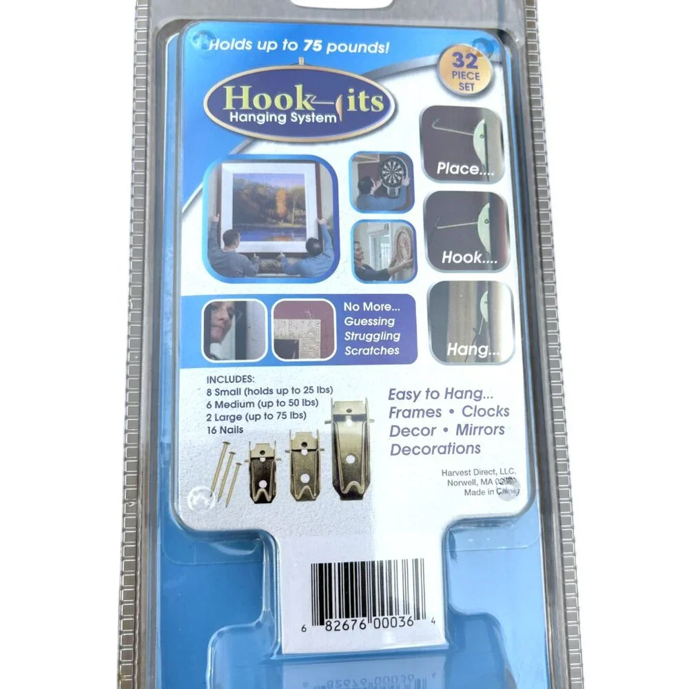 Hook Its Hanging System 32 piece Set Picture Frame Wall Hang Kit - AS SEEN ON TV